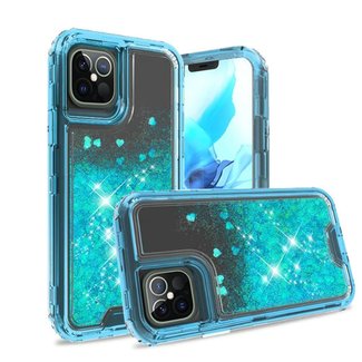 For Apple For Apple iPhone 12 Pro Max 6.7 Quicksand Liquid Glitter Transparent Hybrid Case Cover