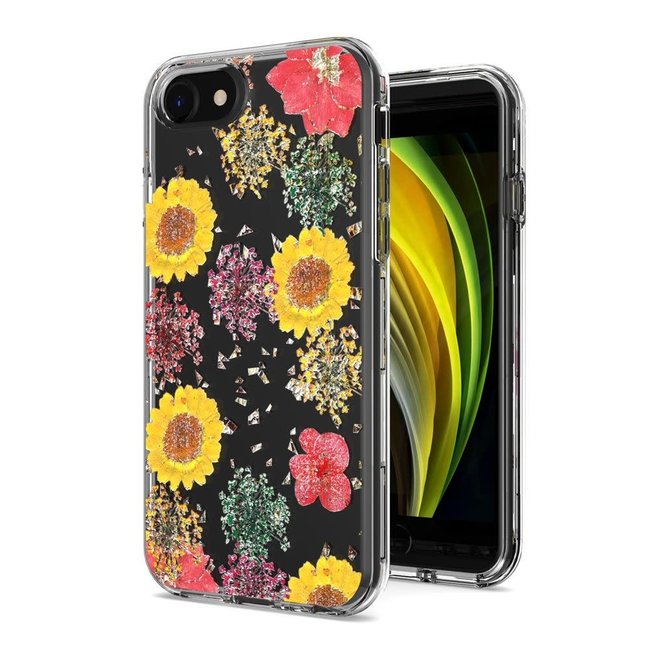 For Apple For Apple iPhone SE2 / 8 / 7 / 6 / 6s Floral Glitter Design Case Cover