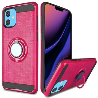For Apple For Apple iPhone 11 (XI 6.1) Magnetic Ring Kickstand Hybrid Case Cover