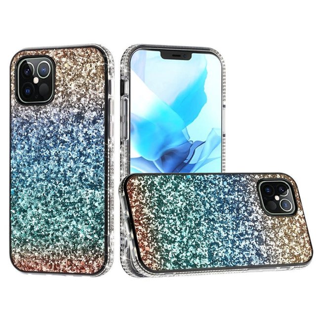 For Apple For Apple iPhone 12 Pro Max 6.7 Decorative Glitter with Diamond All Around Hybrid