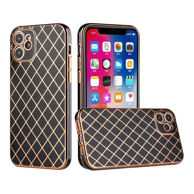 For Apple For Apple iPhone 12 Pro Max 6.7 Electroplated Grid Diamond Lines TPU Case Cover