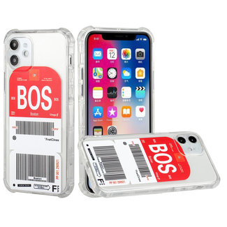 For Apple For Apple iPhone 12 Pro Max 6.7 Boarding Pass Transparent ShockProof Cover Case