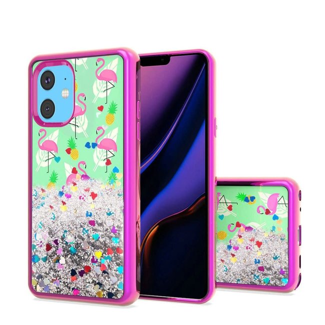 For Apple For Apple iPhone 11 (XI 6.1) Design Water Quicksand Glitter Chrome TPU