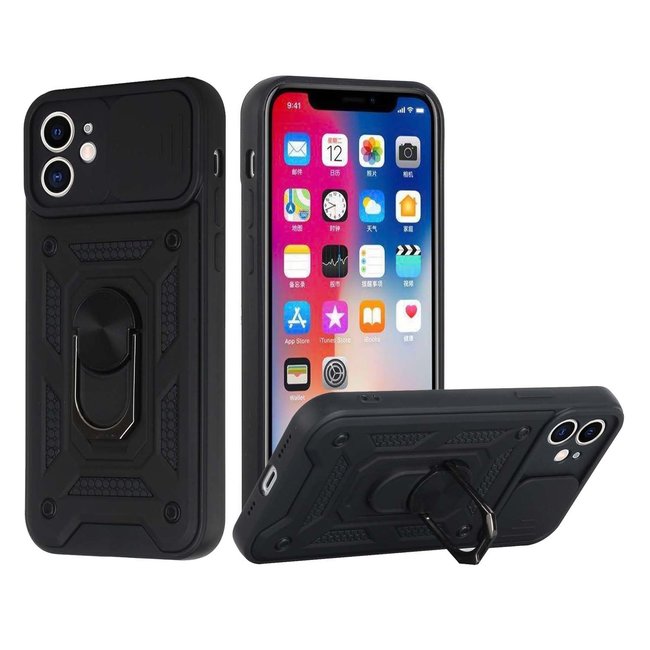 For Apple For Apple iPhone 11 (XI 6.1) ELITE Camera Push Magnetic Ring Stand Hybrid Case Cover