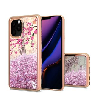For Apple For Apple iPhone 11 Pro 5.8 Design Water Quicksand Glitter Chrome TPU