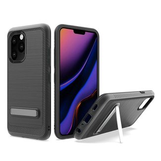 For Apple For Apple iPhone 11 Pro Max 6.5 Slim Brushed Hybrid with Design Edged Lining with Magnetic Kickstand