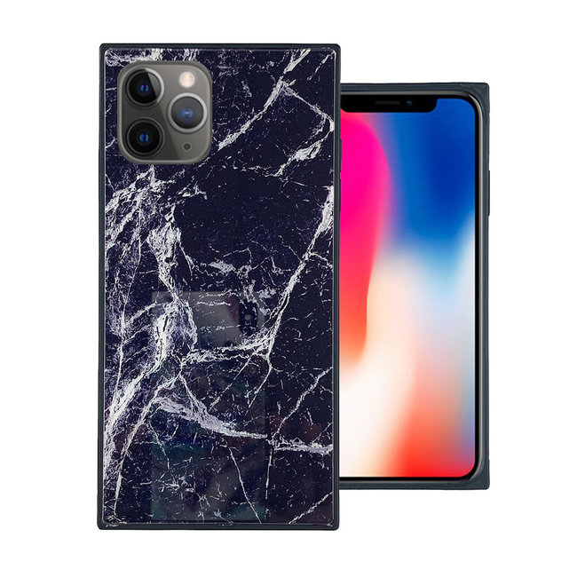 For Apple For Apple iPhone 11 Pro Max 6.5 Square Tempered Glass Design Hybrid Case Cover