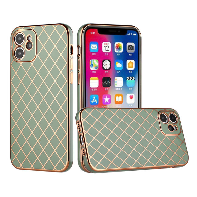 For Apple For Apple iPhone 12 (12 ONLY) Electroplated Grid Diamond Lines TPU Case Cover