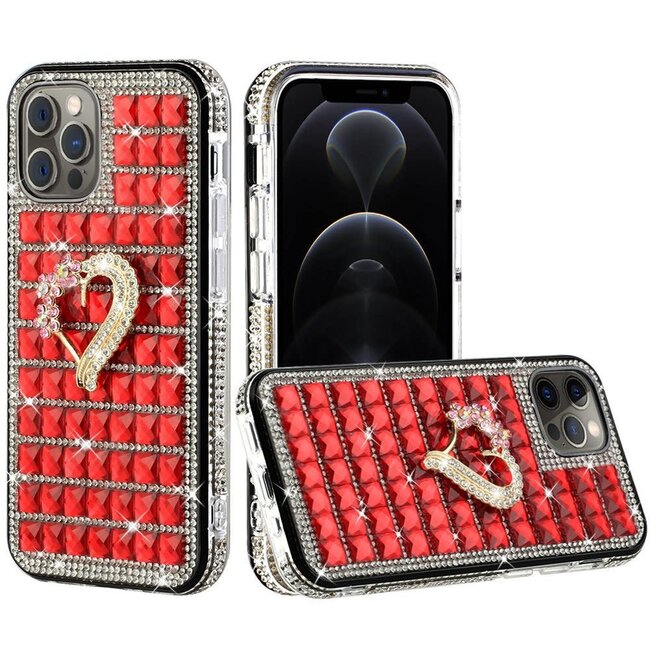 For Apple For Apple iPhone 12 / 12 Pro 6.1 Trendy Fashion Design Hybrid Case Cover Heart On