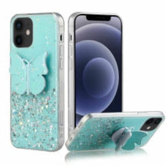 For Apple For Apple iPhone 12 Pro Max 6.7 Cute Butterfly Stand Glitter Epoxy Hybrid