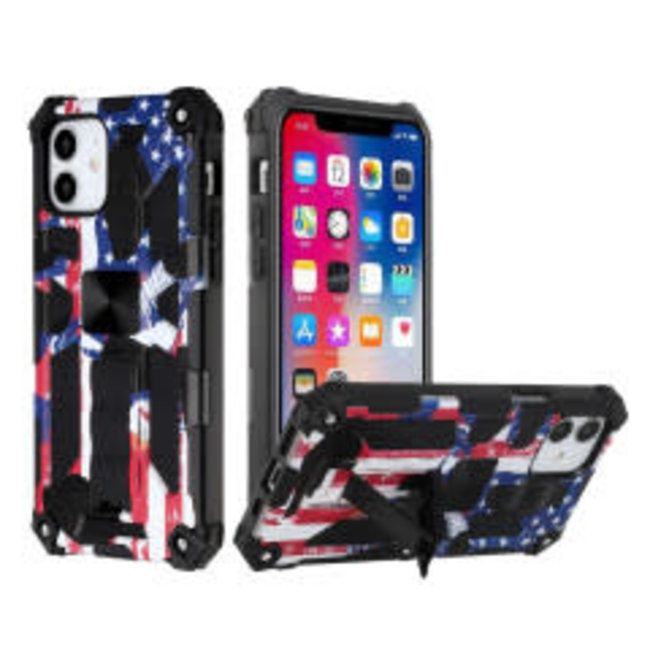 For Apple For Apple iPhone 13 6.1 (2 Cameras) Machine Design Magnetic Kickstand Case Cover