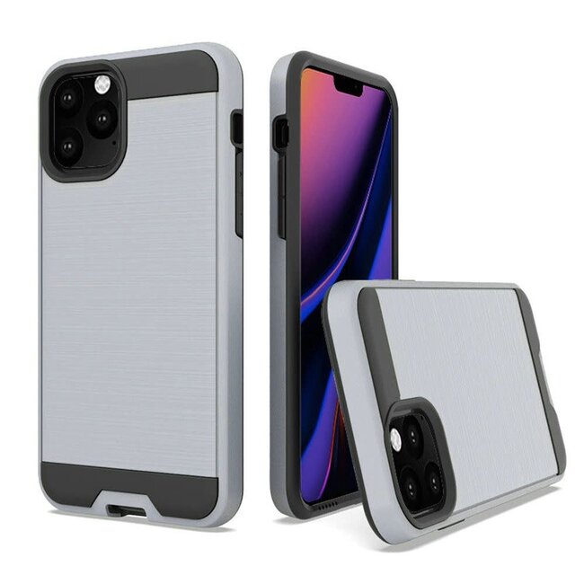 For Apple For Apple iPhone 11 Pro Max 6.5 Brushed Metallic Design Hybrid Case Cover