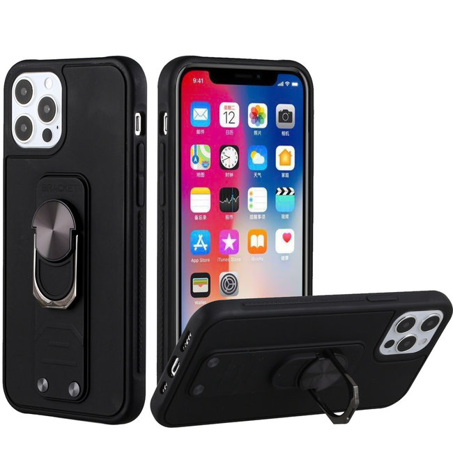For Apple For Apple iPhone XR Solid Lever Magnetic Ring Stand Tough Hybrid Case Cover