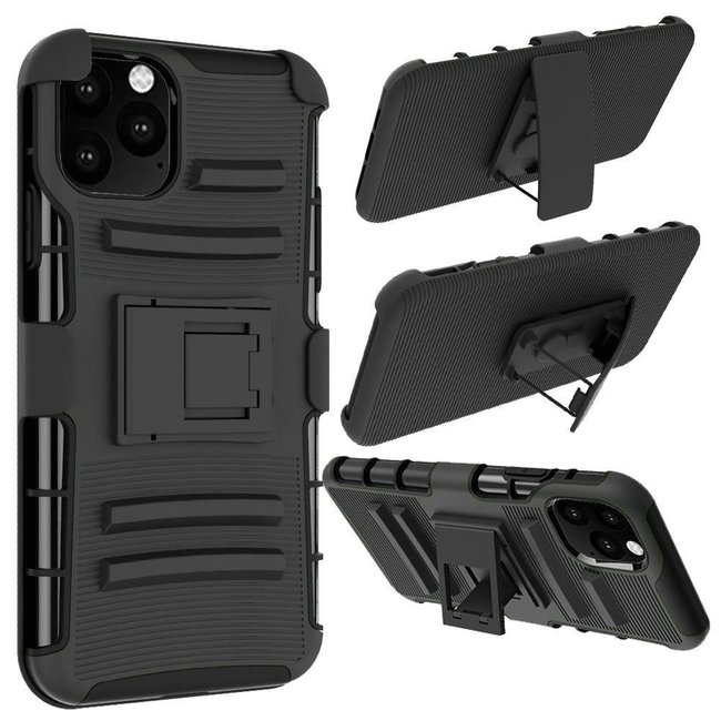 For Apple For Apple iPhone 11 Pro 5.8 Rubberized Holster Clip Kickstand Case