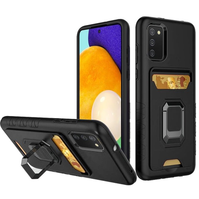 For Samsung For Samsung Galaxy A03s 2022 Card Holder with Magnetic Ring Stand Hybrid Case Cover