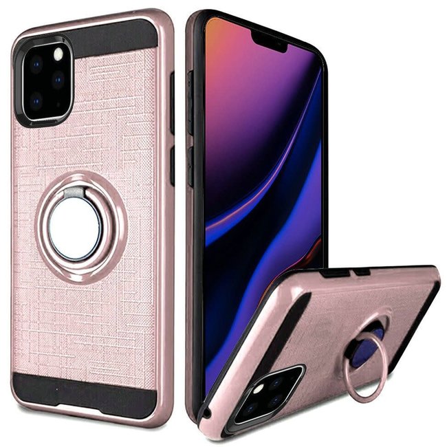 For Apple For Apple iPhone 11 (XI 6.1) Magnetic Ring Kickstand Hybrid Case Cover