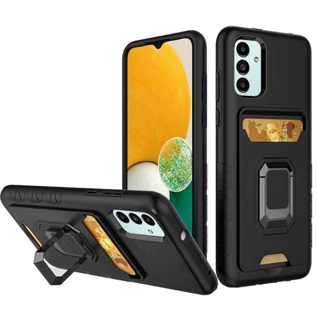 For Samsung For Samsung Galaxy A13 5G Card Holder with Magnetic Ring Stand Hybrid Case Cover