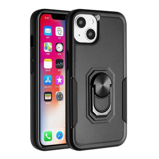 For Apple For Apple iPhone 11 (XI6.1) Tough Strong Dual Layer Flat Magnetic Ring Stand Case Cover