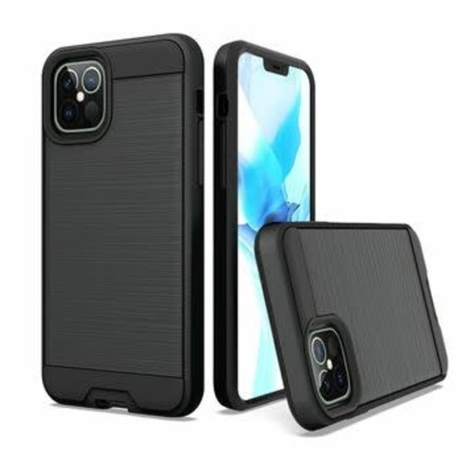 For Apple For Apple iPhone  11 6.1 Brushed Metallic Design Hybrid Case Cover