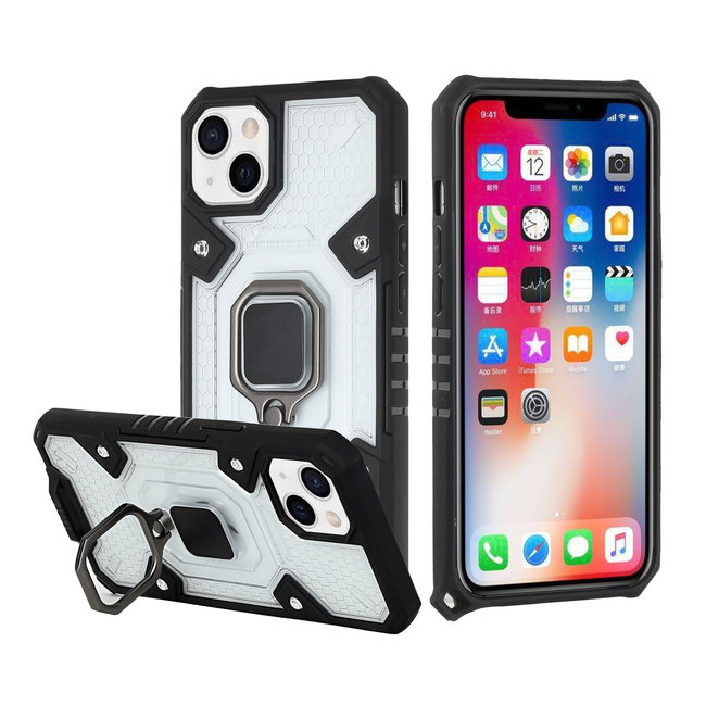 For Apple For Apple iPhone 13 Pro Max Transparent Design Shockproof Magnetic Ring Stand Case Cover