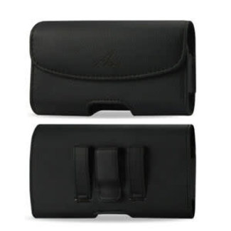 Techy Horizontal Leather Black Pouch