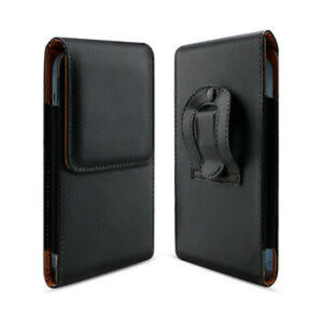 Techy Vertical Leather Black Pouch
