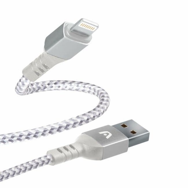 Argom Lightning to USB 2.0 -Nylon Braided - Dura Form Metal Connector - Fast Charging 6FT - WHITE