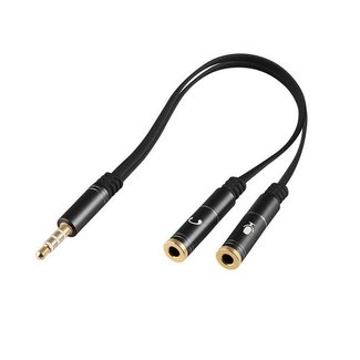 Argom Single 3.5mm TRRS Male (Audio/MIC) to dual 3.5mm TRS  Female (1 x Audio & 1 x MIC) Cable Adapter - 6 inch
