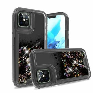 For Apple For Apple iPhone 13 6.1 (2 Cameras) Quicksand Liquid Glitter Transparent Hybrid Case Cover