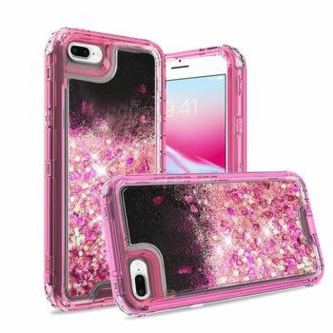 For Apple For Apple iPhone 8 Plus / 7 Plus / 6 Plus Quicksand Liquid Glitter Transparent Hybrid Case Cover