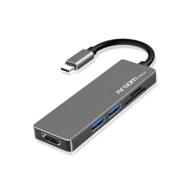 Argom 5 in 1 Type-C HUB ONEAXESS - Aluminum Case / Plug & Play Micro SD / SD CARD /  USB 2.0 / USB 3.0 / HDMI 4K