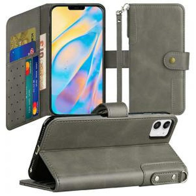 For Apple For Apple iPhone 13 6.1 (2 Cameras) Retro Wallet Card Holder Case Cover