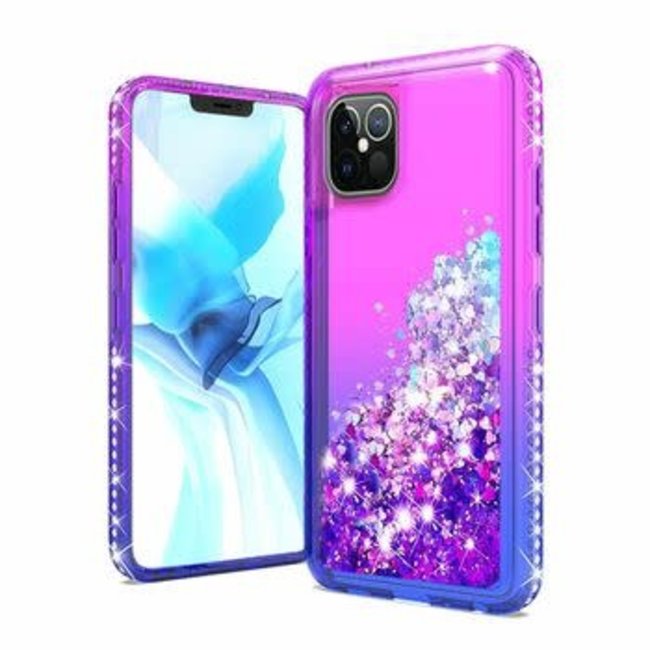For Apple For Apple iPhone 12 Pro Max 6.7 Two-Tone Glitter Quicksand Case Cover