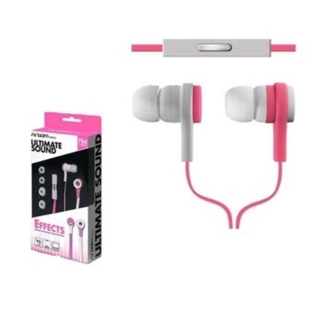 Argom Ultimate Sound Effects Earbud with Mic - Flat Cable - Pink