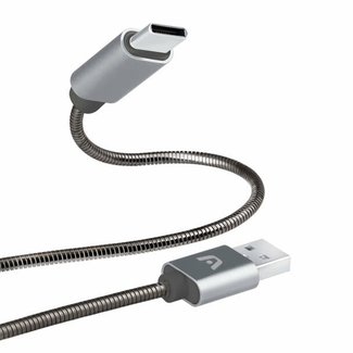 Argom Type-C to USB 2.0 - Metal Braided Body - Dura Spring Metal Connector  Tough Pull - Fast Charging 3.2FT