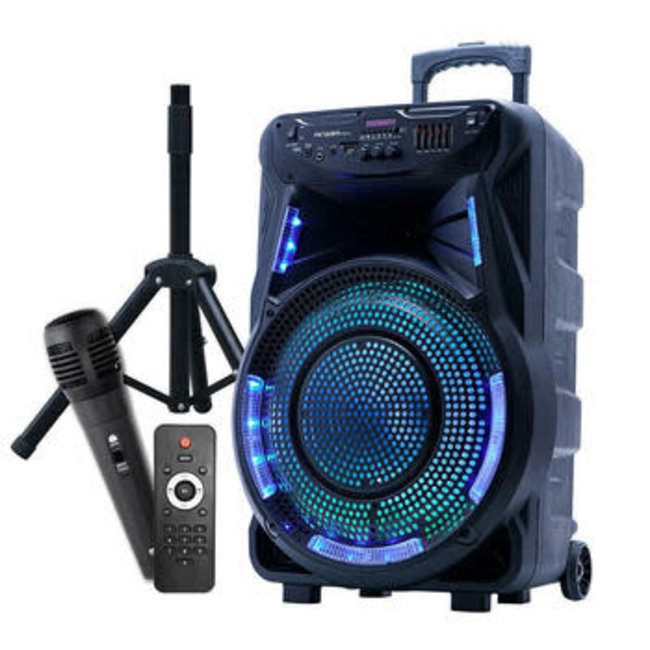 Argom Speakers SoundBash 90 15" BT Trolley LED Lights  with Stand & Battery