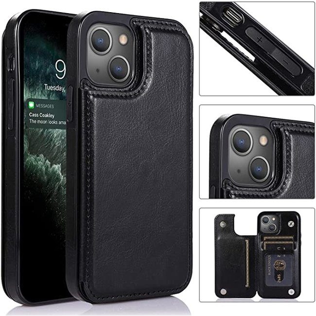 For Apple For Apple iPhone 11 (XI6.1) Luxury Side Magnetic Button Card ID Holder PU Leather Case Cover