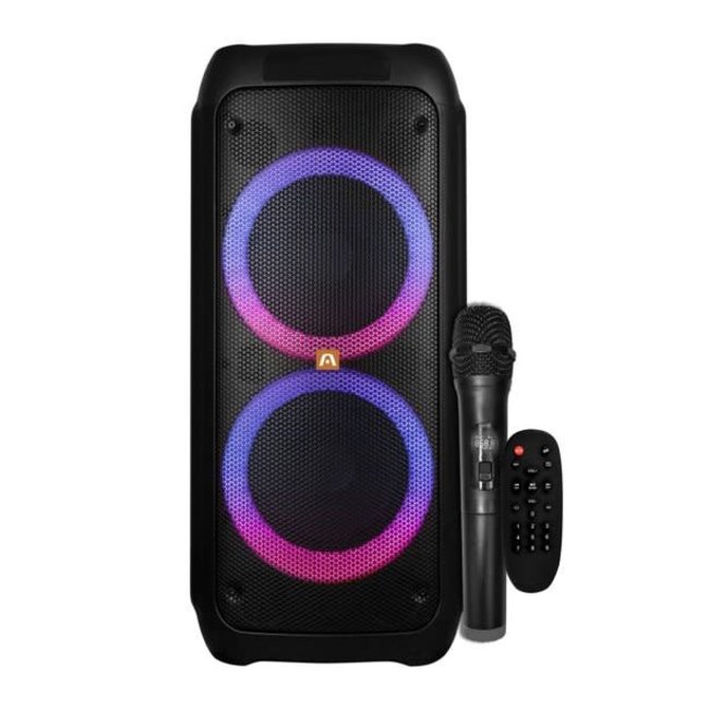 Argom RAVE 65 with LED lights + 70.000mW RMS + Includes Mic for KARAOKE + Dual 6,5" Horns  Battery: 3600mAh + TWS - Black