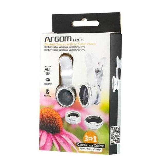 Argom Clip on Lenses Kit for Mobile Devices 3 lenses in one kit