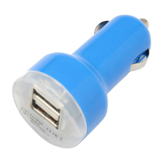 Techy LED Light Up Dual USB 3AMP Car Charger Plug All Colors