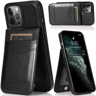 For Apple For Apple iPhone 13 Pro Luxury Vertical Magnetic Button Card ID Holder PU Leather Case Cover