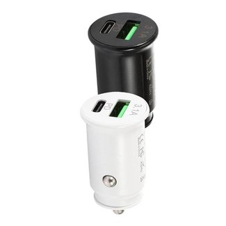 Dual Ports 3.1A Type C PD USB-C Car Charger Auto Power Adapter