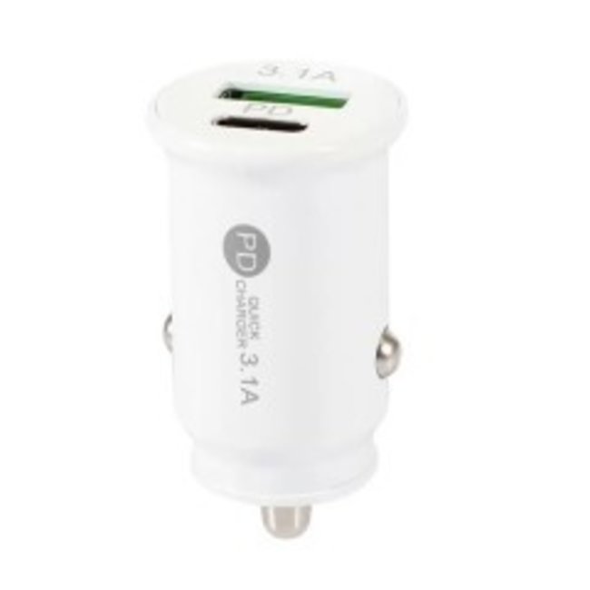 Techy Dual Ports 3.1A Type C PD USB-C Car Charger Auto Power Adapter