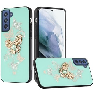 For Samsung For Samsung Galaxy S22 Ultra SPLENDID Diamond Glitter Ornaments Engraving Case Cover Garden Butterflies