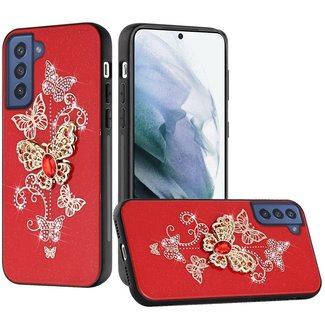 For Samsung For Samsung Galaxy S22 Plus SPLENDID Diamond Glitter Ornaments Engraving Case Cover Garden Butterflies