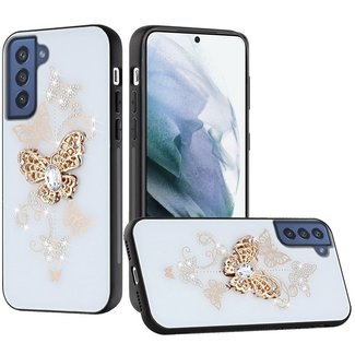 For Samsung For Samsung Galaxy S22 SPLENDID Diamond Glitter Ornaments Engraving Case Cover Garden Butterflies