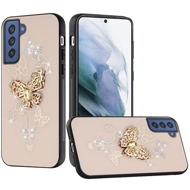 For Samsung For Samsung Galaxy S22 SPLENDID Diamond Glitter Ornaments Engraving Case Cover Garden Butterflies