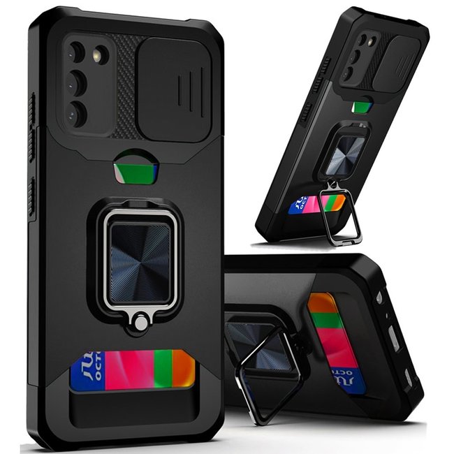 For Samsung For Samsung Galaxy S22 Plus Multi-Functional Card Magnetic Ring Stand Hybrid Camera Case Cover