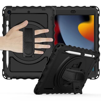 For Apple For Apple iPad 9th 8th 7th Gen 10.2 inch Tablet Complete 360 Tough Hybrid Kickstand with Shoulder Hand Strap