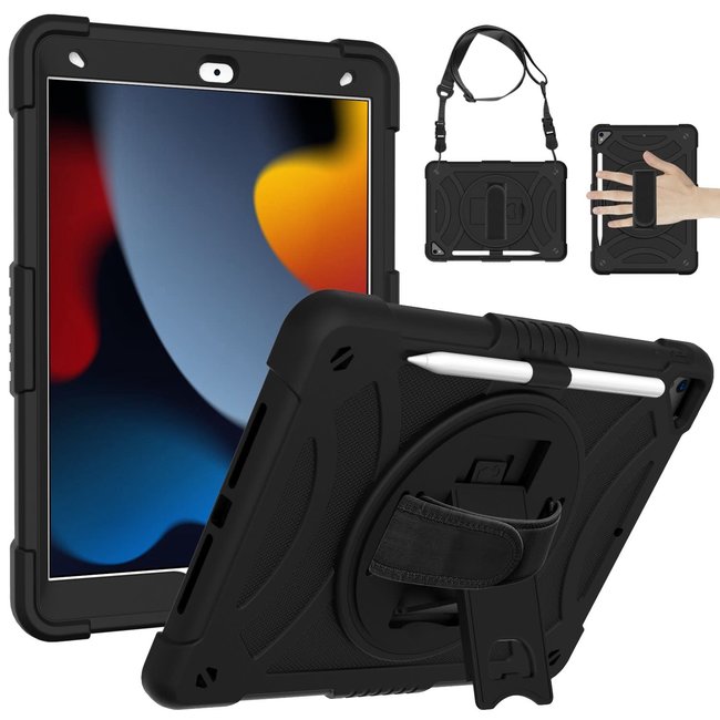 For Apple For Apple iPad Air 4 / iPad Air 5 / iPad Pro 11 inch 3in1 Tablet Hand and Shoulder Strap with Kickstand 3in1 Tough Hybrid